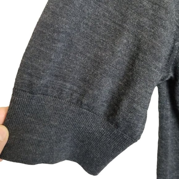 Womens XS Gray Wool Silk Blend Bow Front Detail V- - Picture 3 of 6